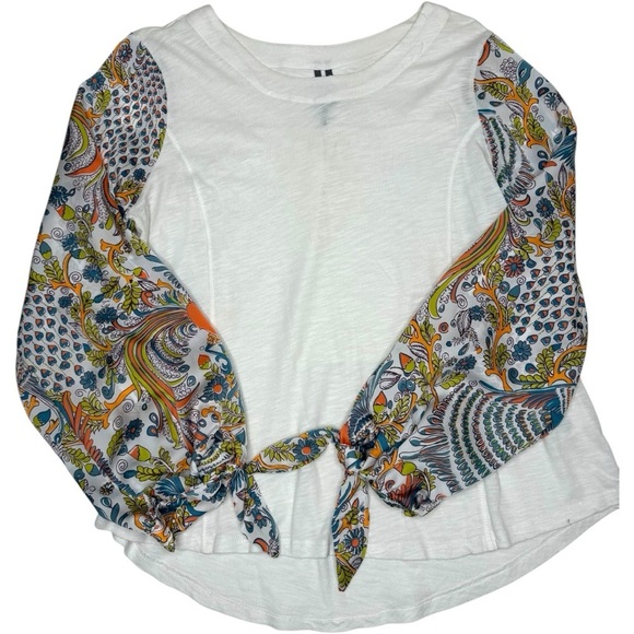 Anthropologie Tops - Anthropologie Mixed Media Blouse Jersey Size Small